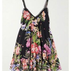 Charo RuizeWomen's Black Lily Ruffled Floral-Print Cotton-Blend Voile Mini Dress